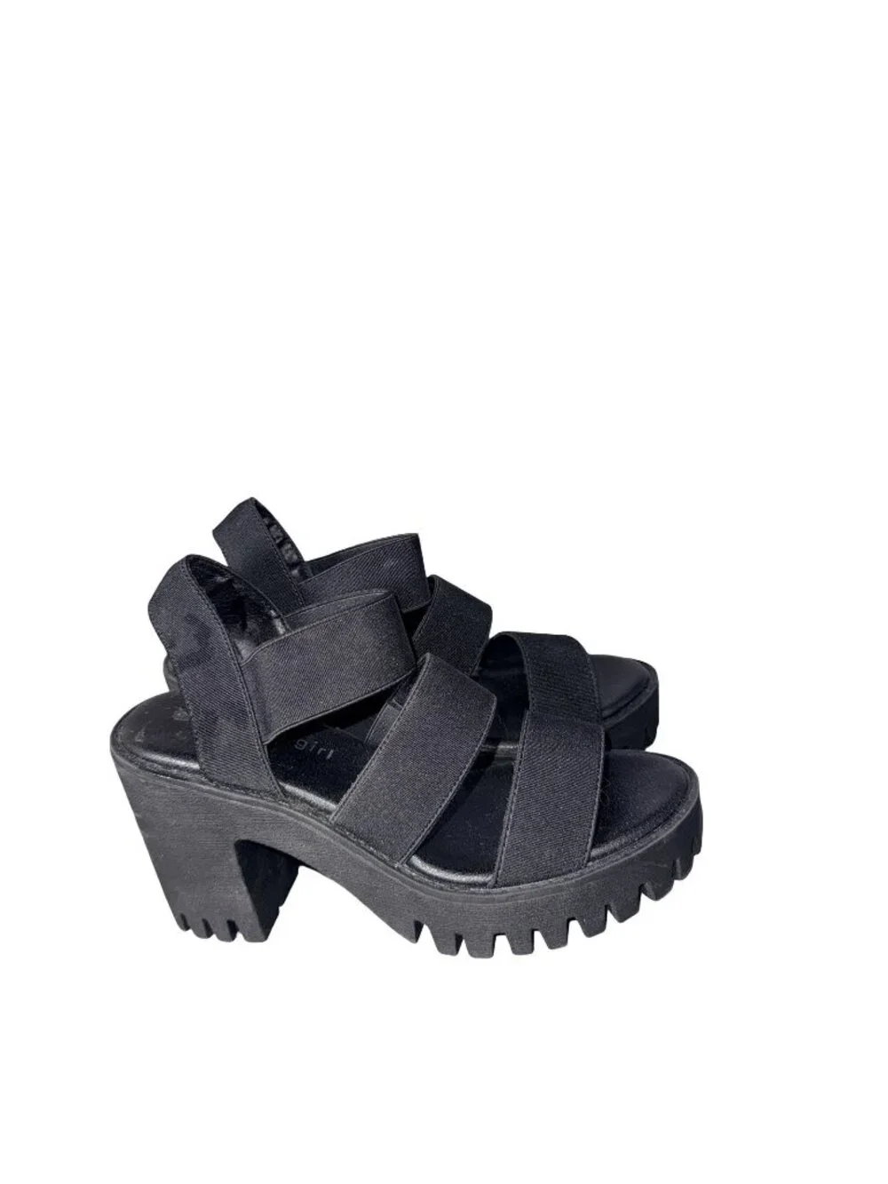 MADDEN GIRL Women's Black Chunky Lug-Sole Platform Sandals Shoes Size 5.5